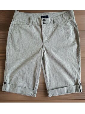 SALE! Charter Club Women’s Bermuda Shorts Blue Striped Stretch Cotton Pockets 10